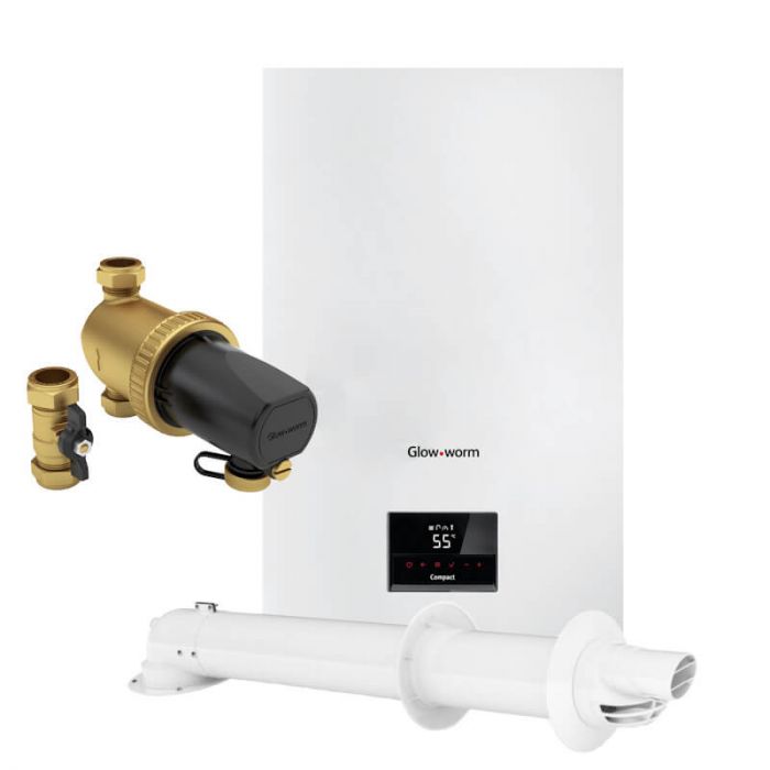 Glowworm Compact 24kW Combi Boiler, Flue Kit and Filter Pack (collection only)